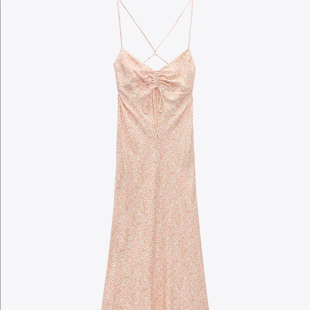 NEW Zara satin effect floral print dress